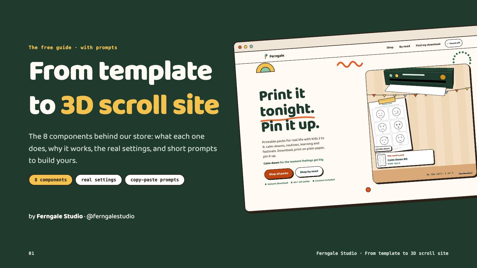Cover of the guide: From template to 3D scroll site