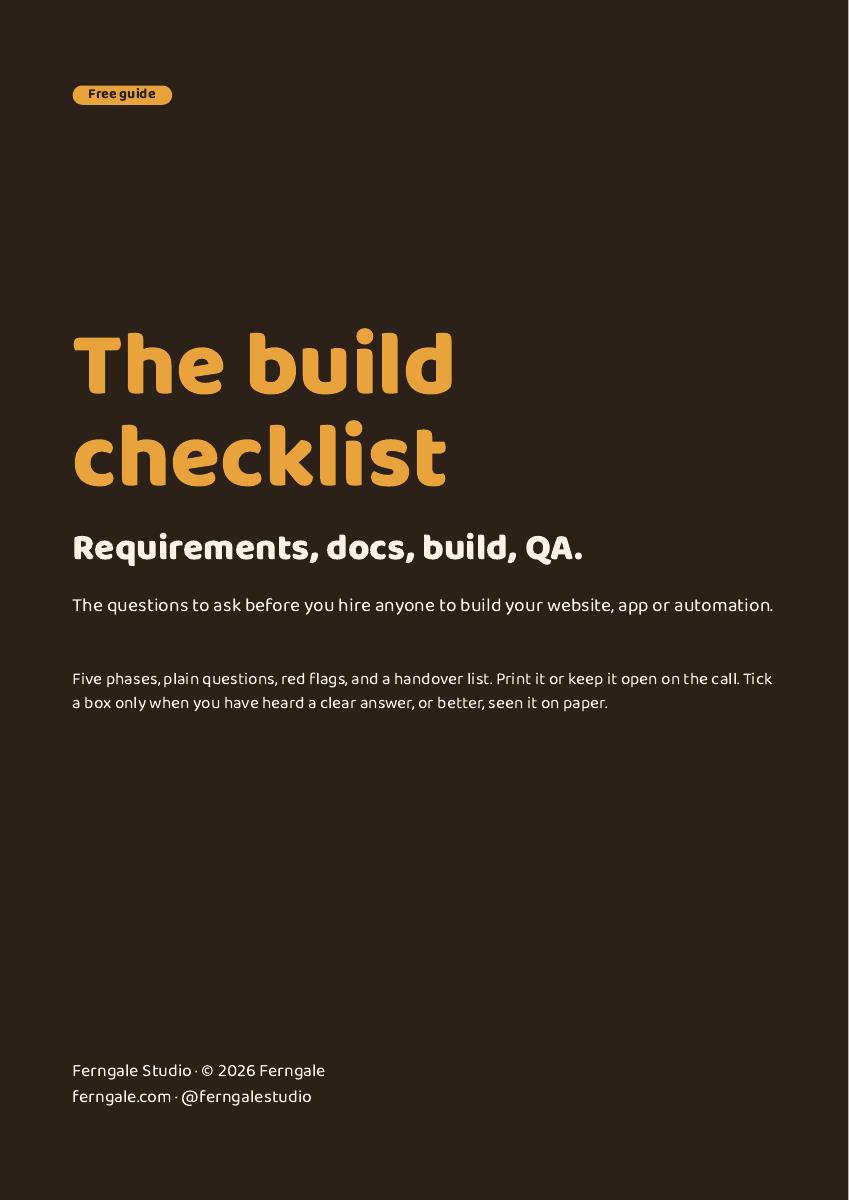 Cover of the guide: The build checklist