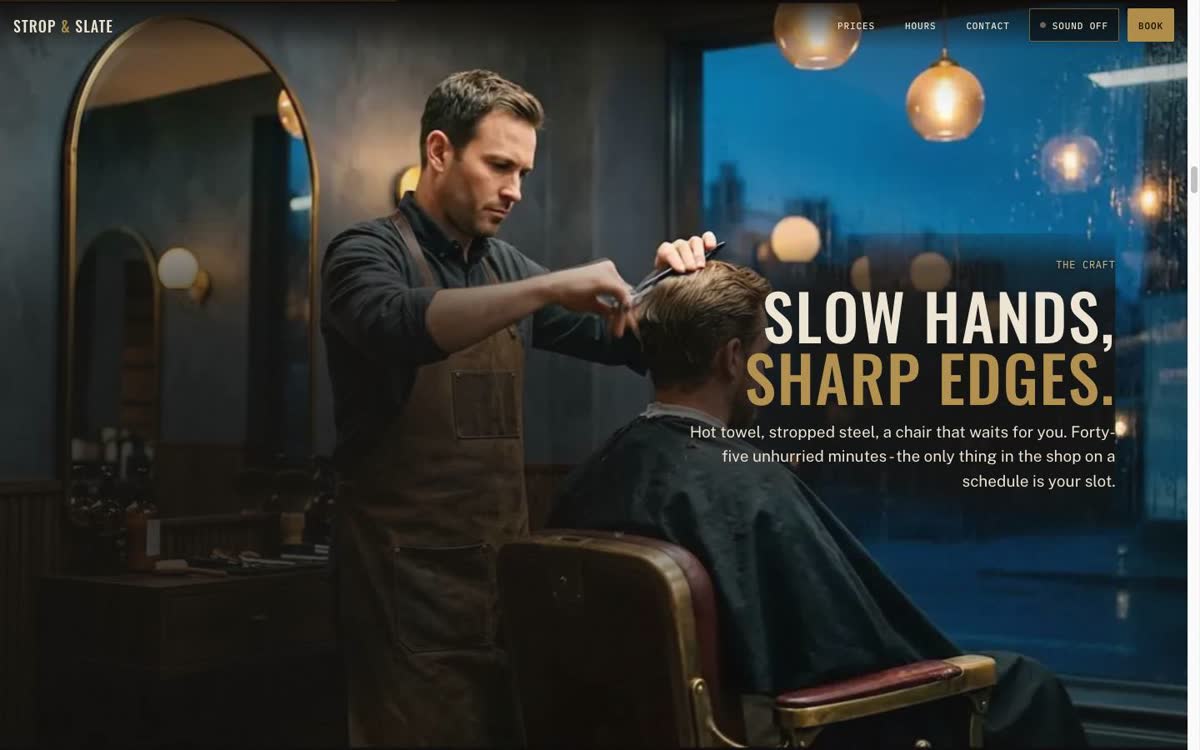 Desktop: the barber at work in the scroll film