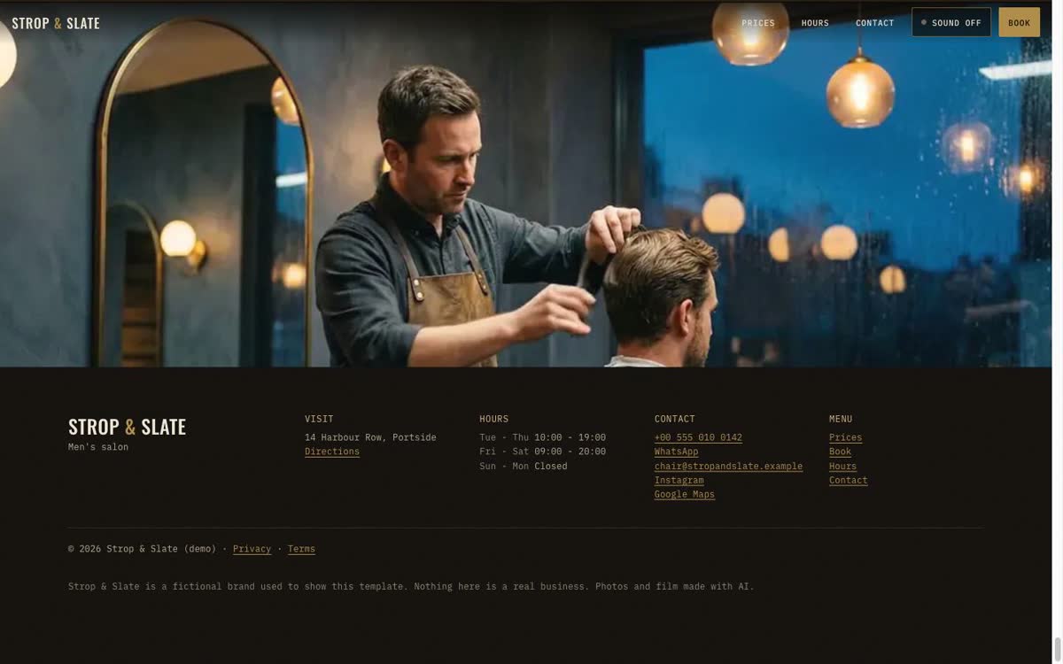 Desktop: the full footer